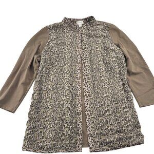 Chicos Women's Long Sleeve Animal Print Jacket Size 2 Large Leopard‎ Print